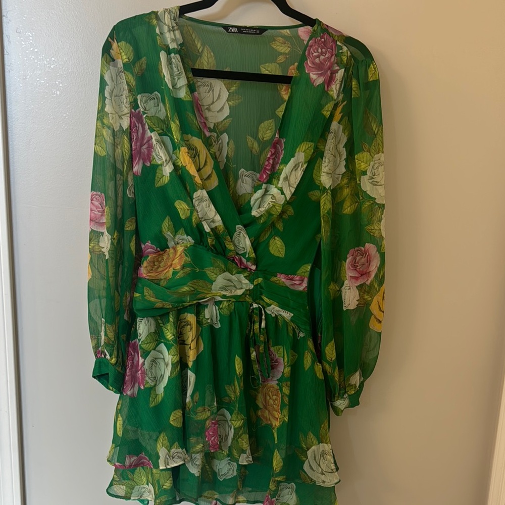 Zara Green Floral Dress